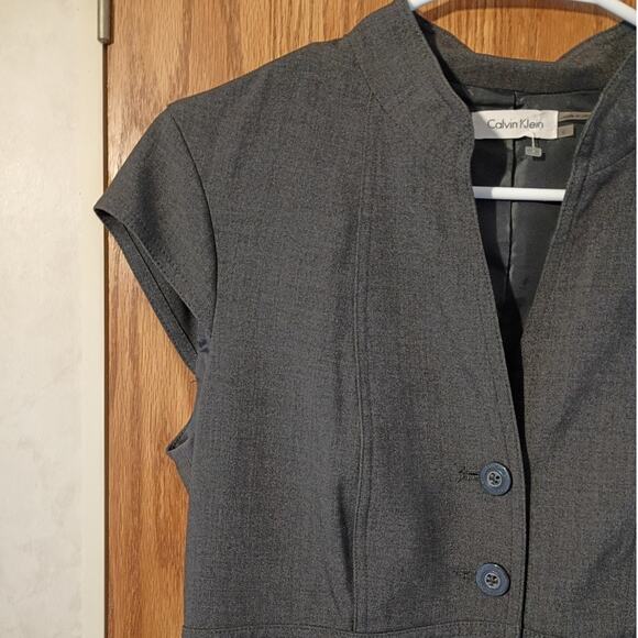 Calvin Klein Gray Cap Sleeve Sheath Dress 6 Tailored Work Office Chic Executive - Picture 3 of 12